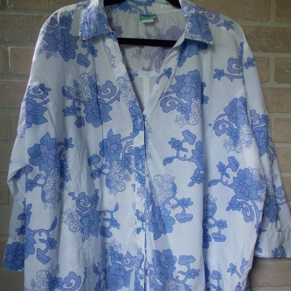 Sara Morgan XXL Women's Coastal Grandma 3/4' Sleeve Floral Top - Picture 1 of 8